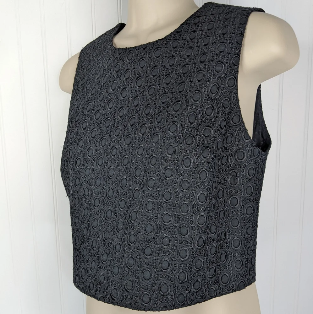 THEORY Yuranda Black Eyelet Tank Sz S - Picture 3 of 11